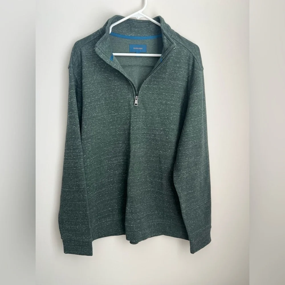Fairlane Mens Quarter Dark Green Zip Pullover L